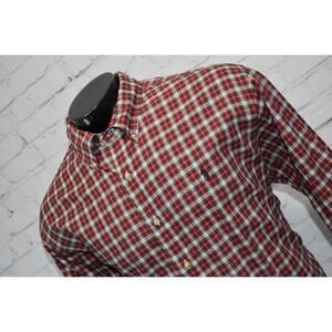 Polo Ralph Lauren Dress Shirt Men Size 2XL Classic Fit Christmas Green Red Plaid